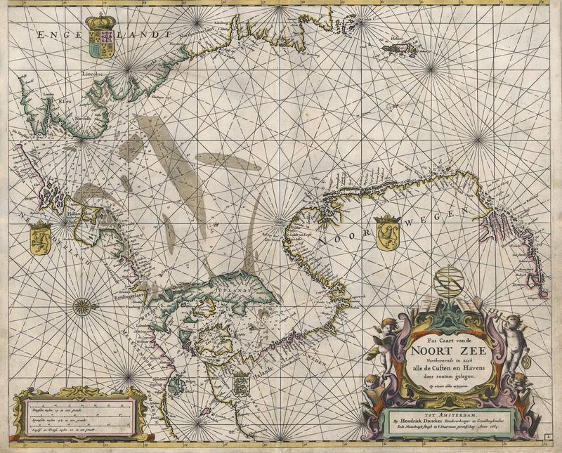 Seekarte der Nordsee im Jahr 1664 von Hendrick Doncker