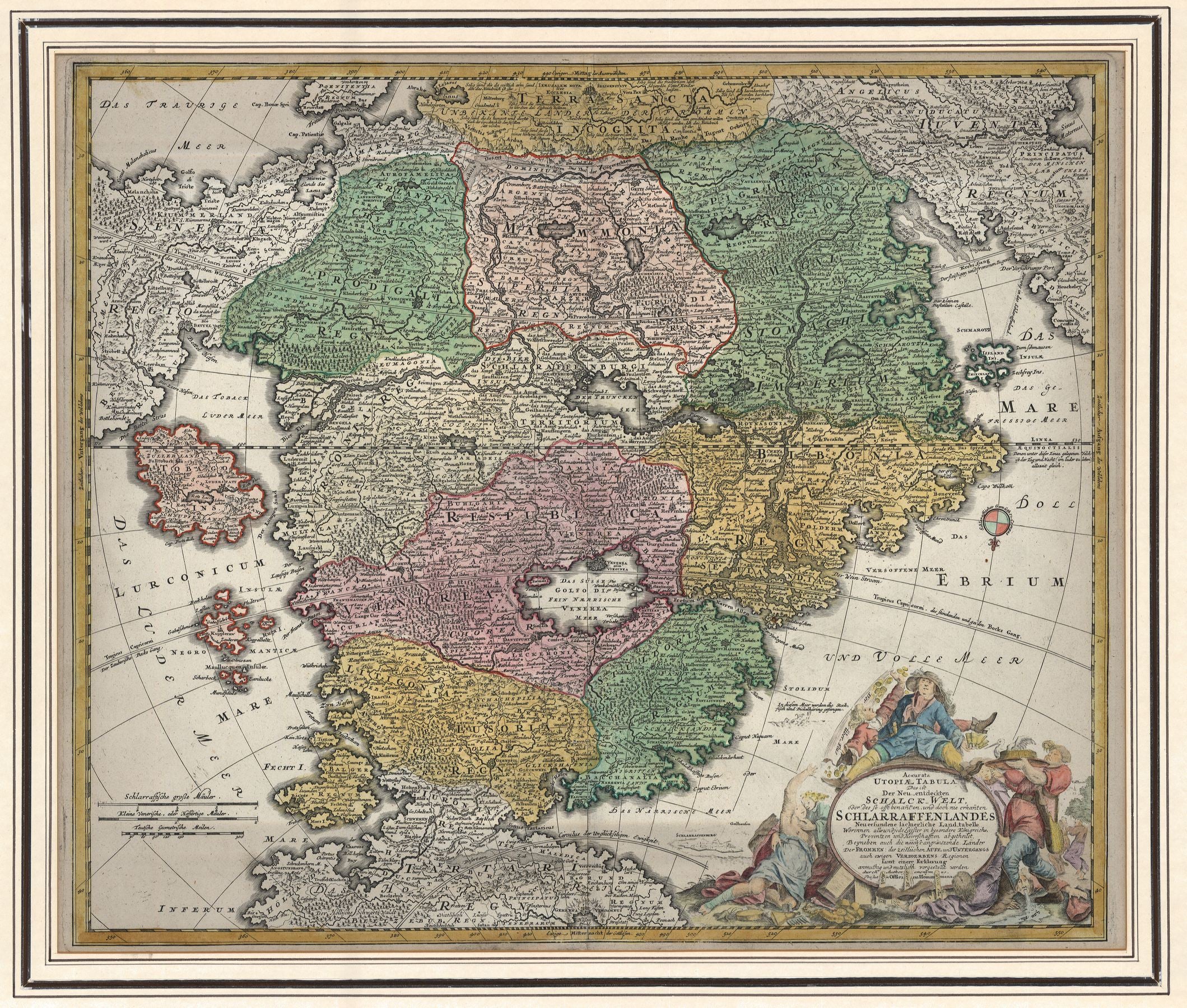 Utopie - Schlaraffenland um das Jahr 1700 von Johann Baptist Homann