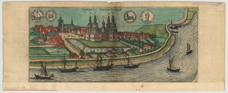 Tönning um das Jahr 1580 von Georg Braun & Frans Hogenberg