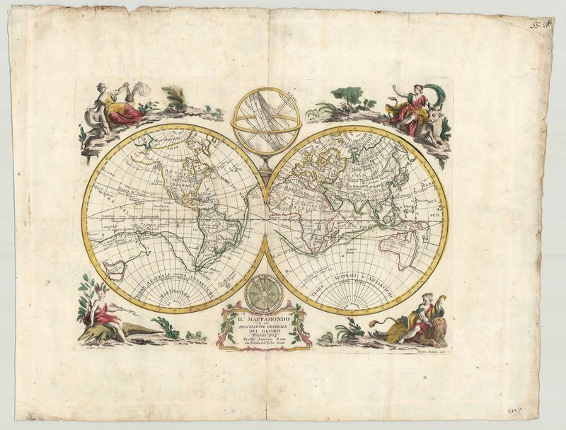 Weltkarte im Jahr 1774 von Antonio Zatta