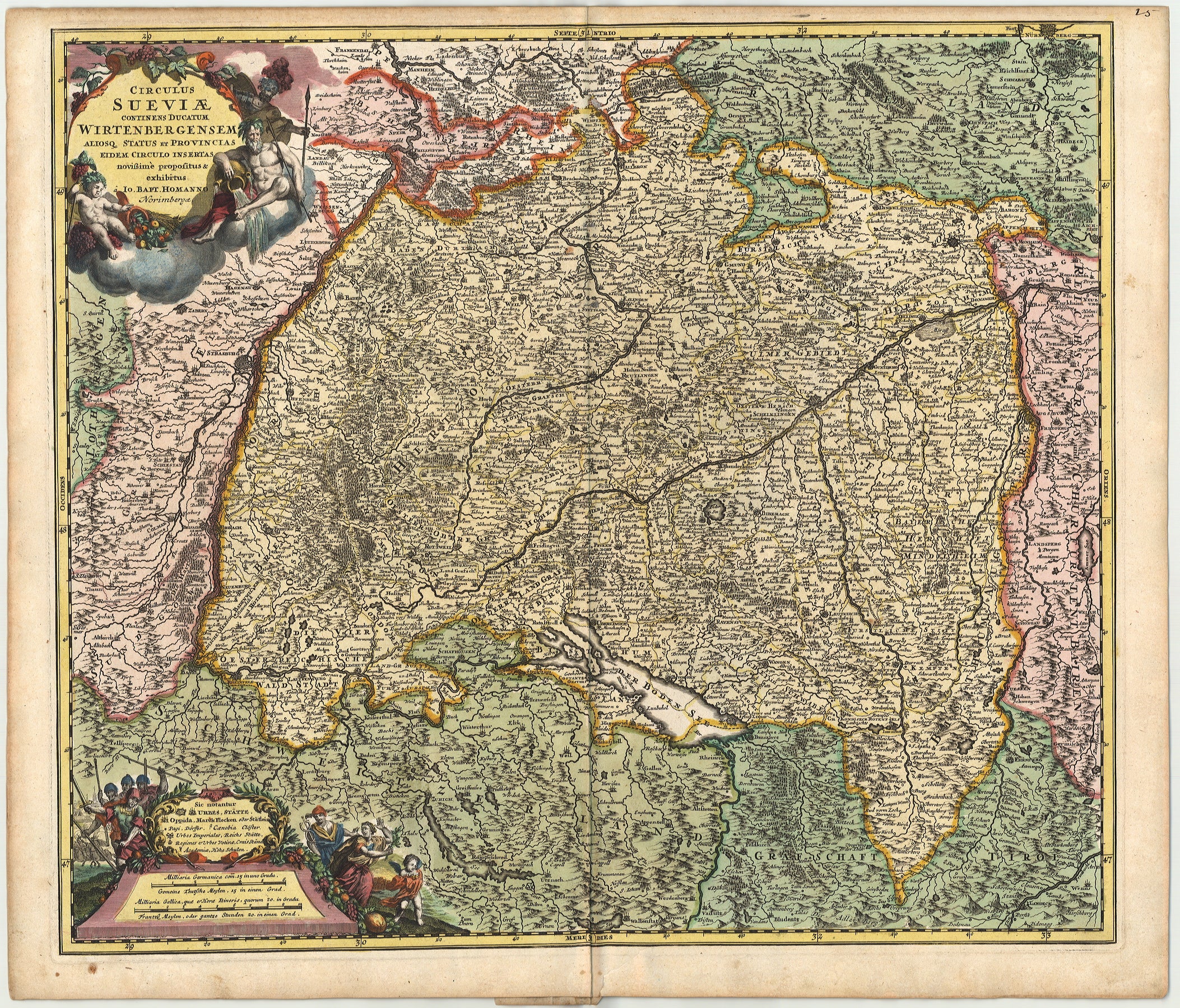 Baden-Württemberg um das Jahr 1720 von Johann Baptist Homann
