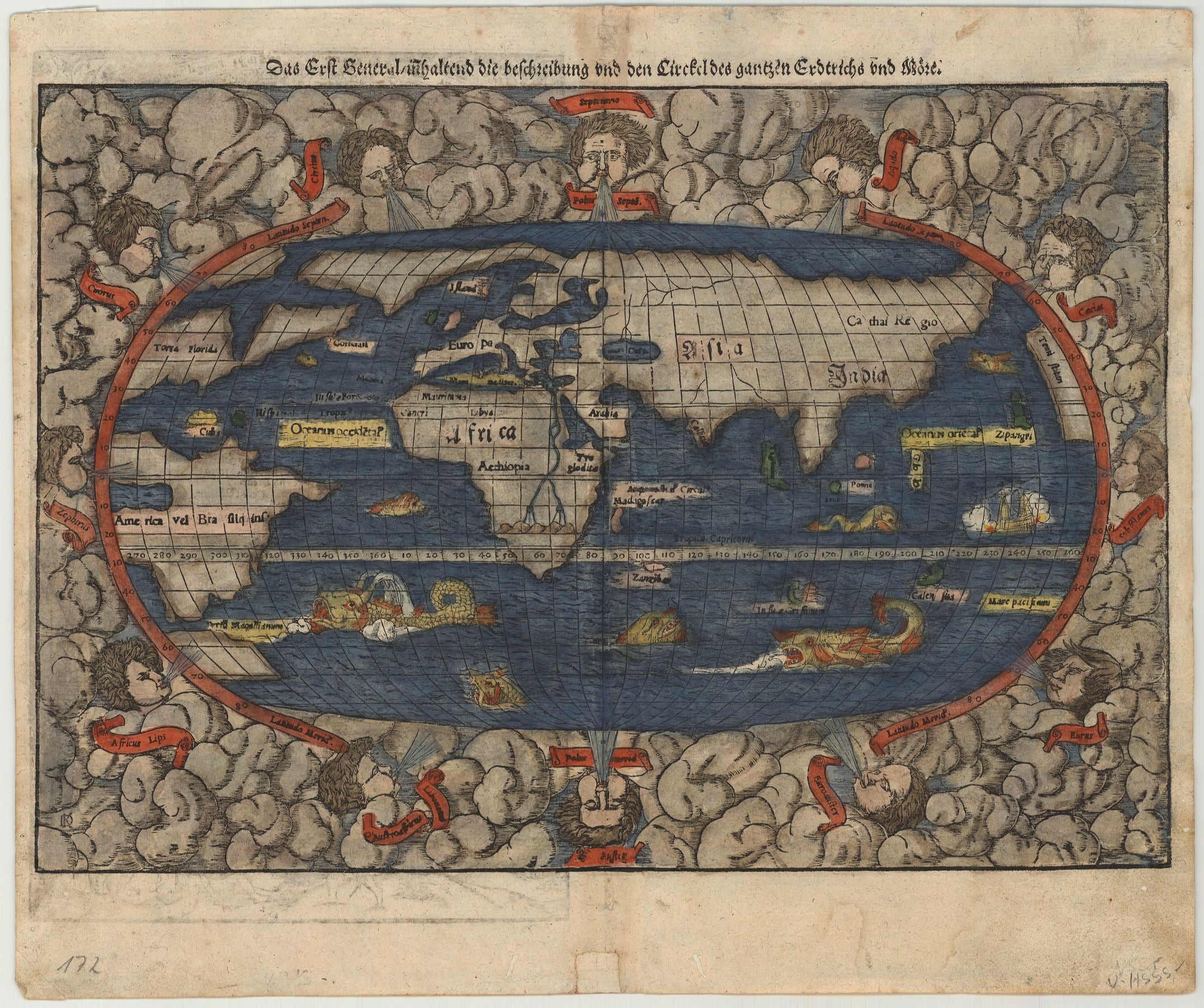 Weltkarte ab 1553 von Sebastian Münster