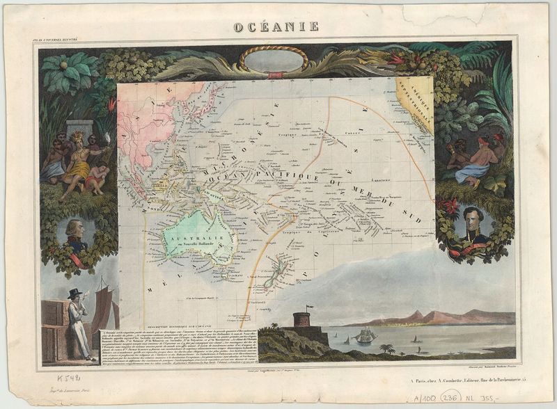 Australien / Pazifik im Jahr 1838 von Pierre Emile Levasseur