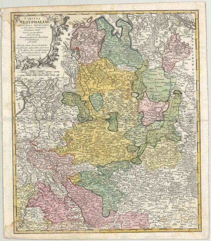 Westfalen im Jahr 1761 von Homann Erben