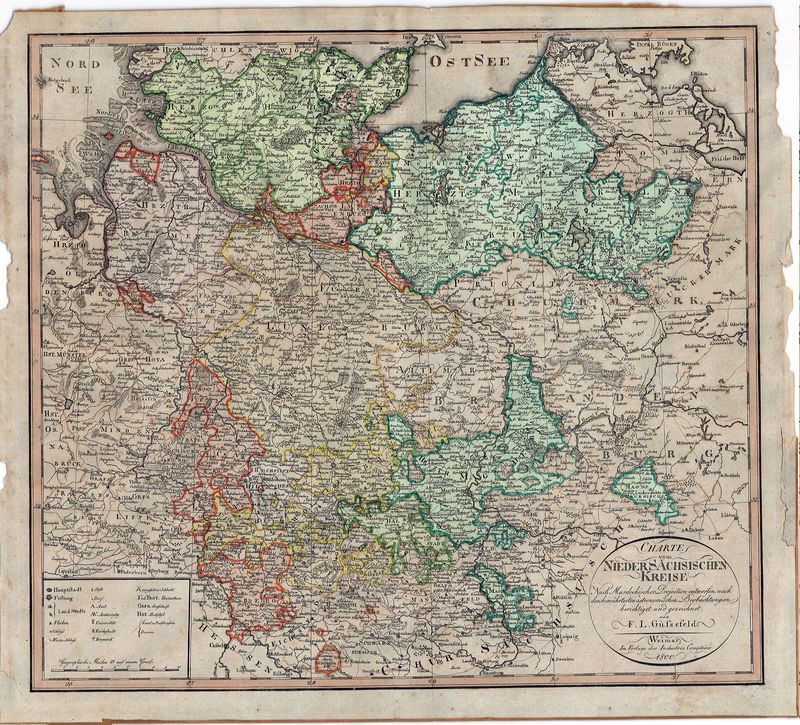 Niedersächsischer Kreis im Jahr 1800 von Franz Ludwig Güssefeld