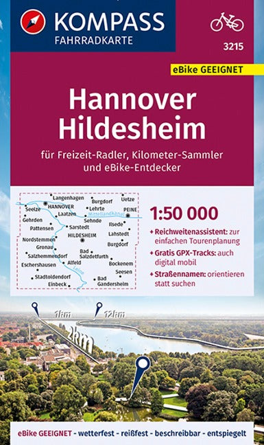 3215 Hannover, Hildesheim 1:50.000 - KOMPASS Fahrradkarte
