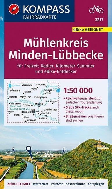 3217 Mühlenkreis Minden-Lübbecke 1:50.000 - KOMPASS Fahrradkarte