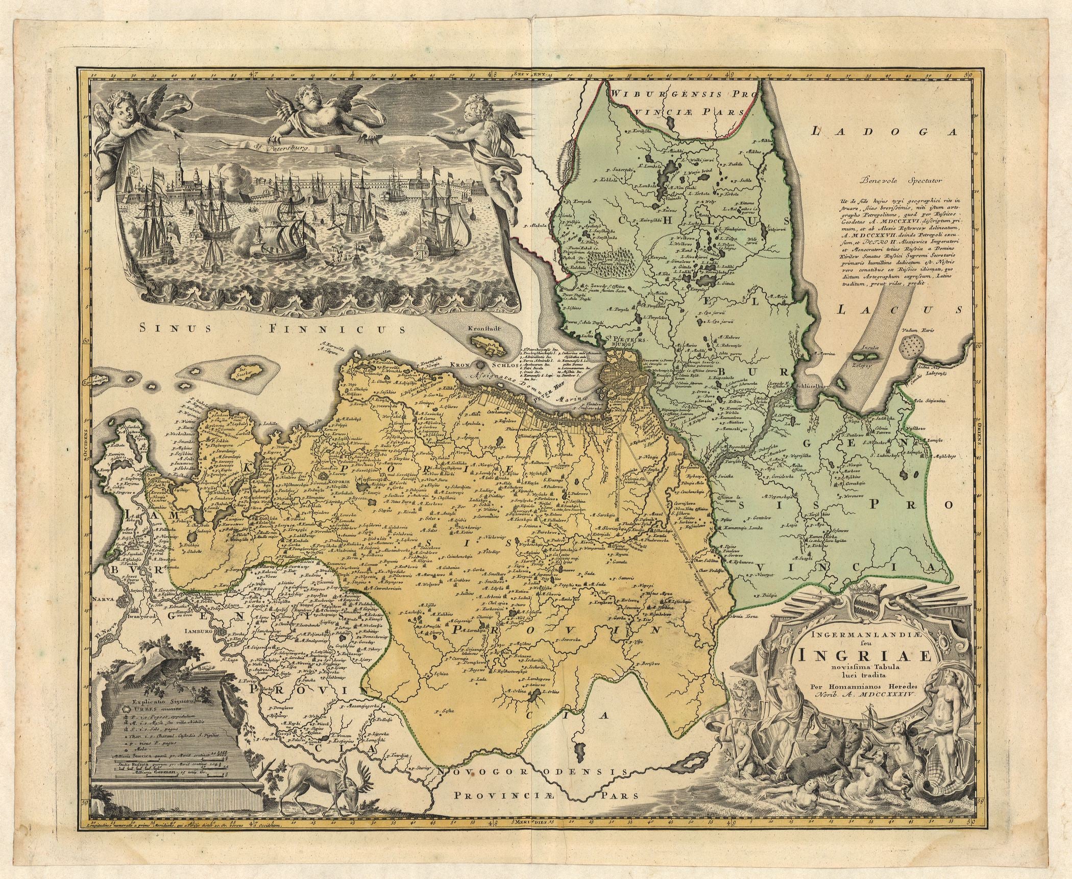 Russland / St. Petersburg im Jahr 1734 von Homann Erben