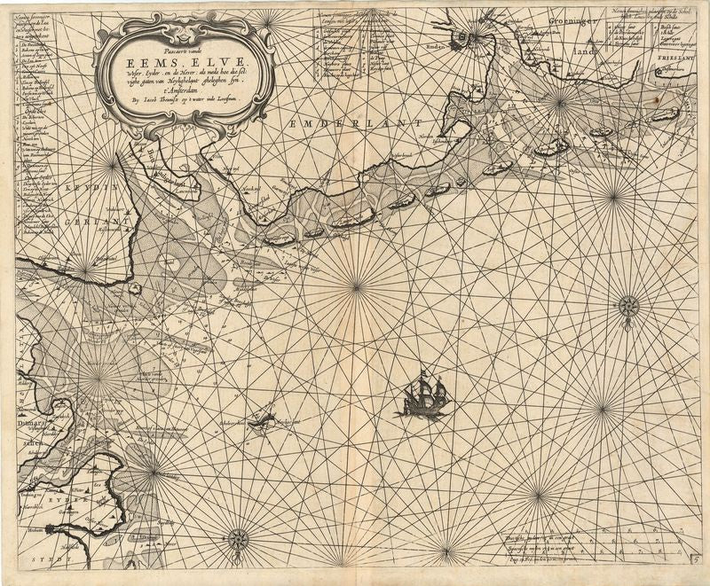 Seekarte Elbe-Weser um das Jahr 1663 von Theunis Jacobsz.  Lootsman