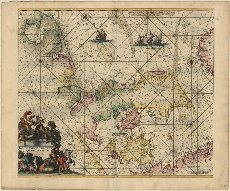 Seekarte Norddeutschlands und Dänemarks im Jahr 1745 von Reiner und Josua Ottens