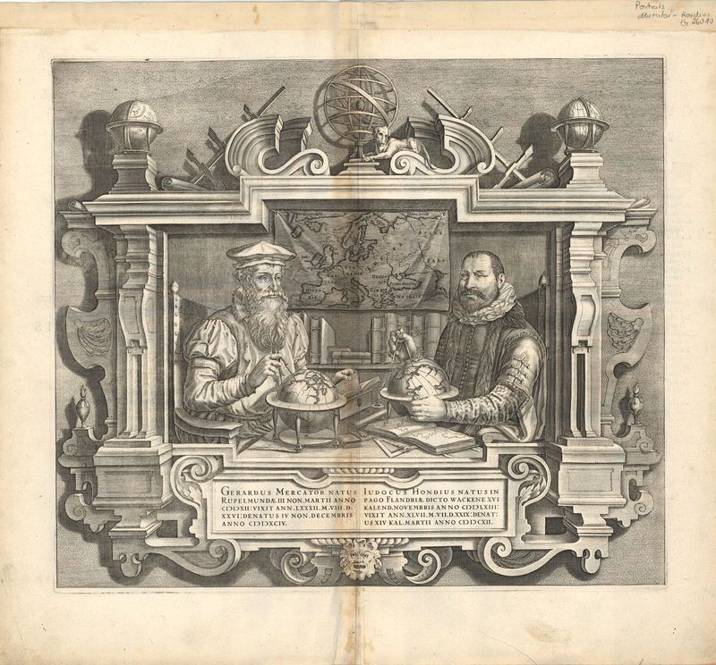 Doppelporträt von Gerard Mercator und Jodocus Hondius ab 1613 von Coletta Hondius