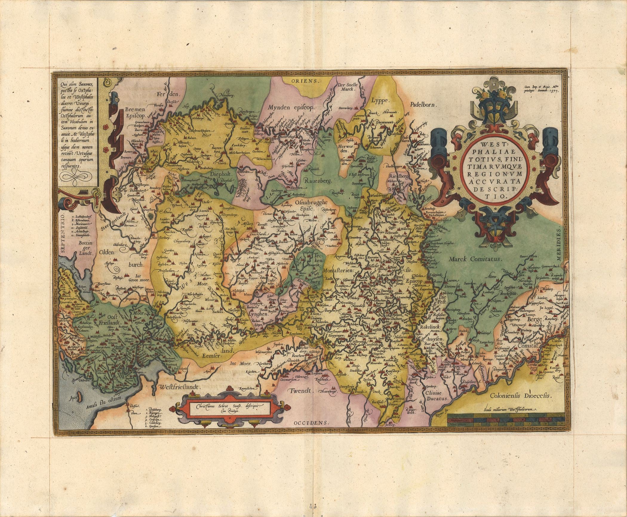 Westfalen im Jahr 1598 von Abraham Ortelius