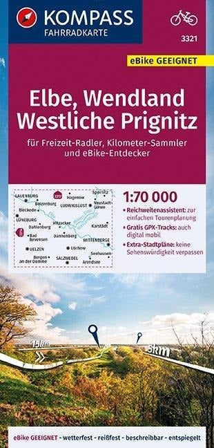 3321 Elbe, Wendland, Westliche Prignitz 1:70.000 - KOMPASS Fahrradkarte