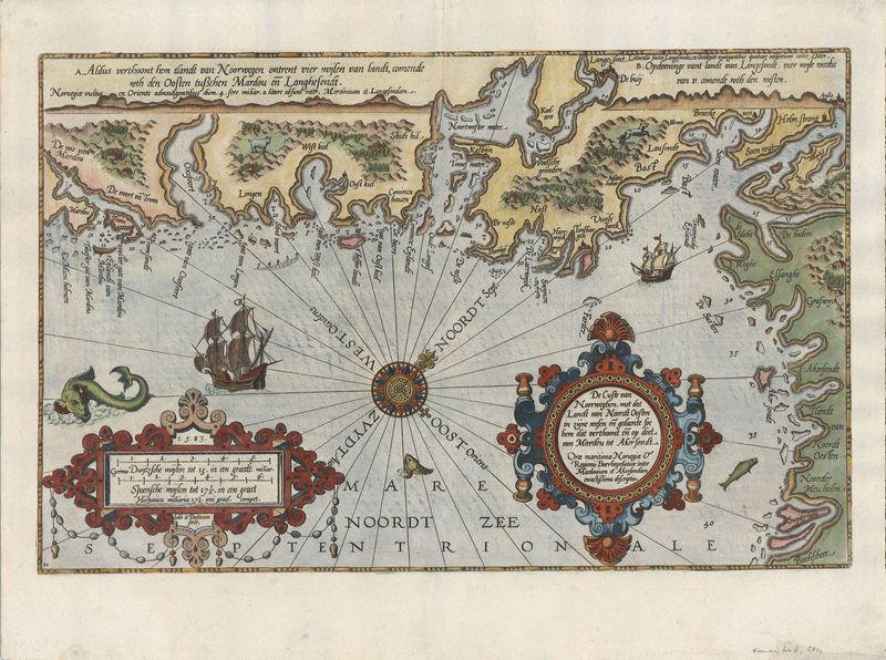 Norwegen um das Jahr 1586 von Lucas Janszoon Waghenaer & Johannes van Deutecum
