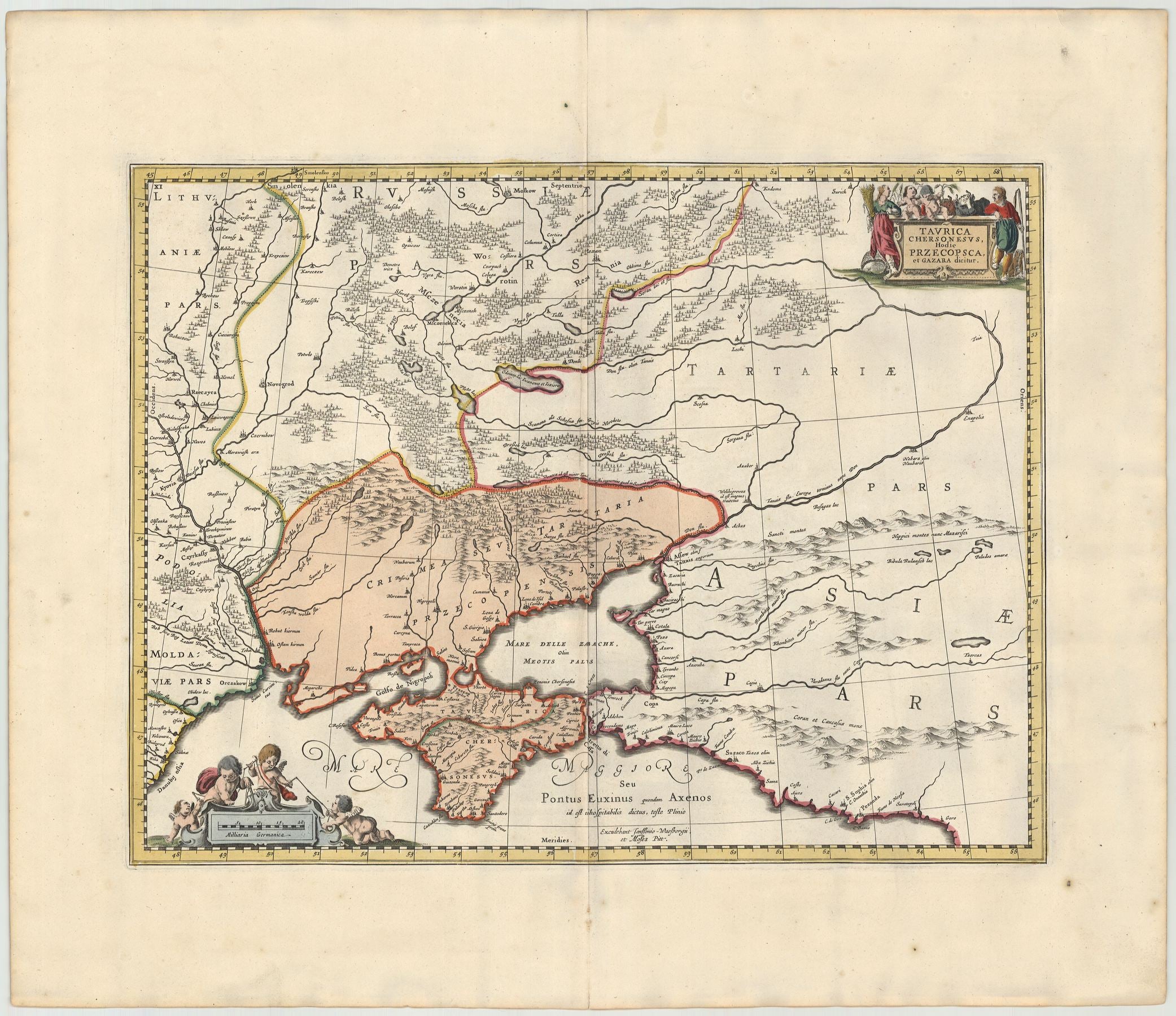 Russland mit der Krim um das Jahr 1680 von Janssonius-Waesbergen & Pitt Moses