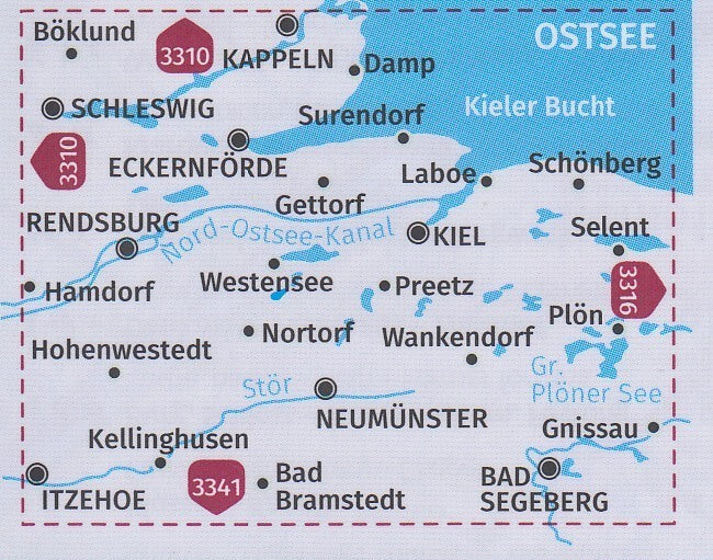 3355 Kiel, Rendsburg, Neumünster 1:70.000 - KOMPASS Fahrradkarte