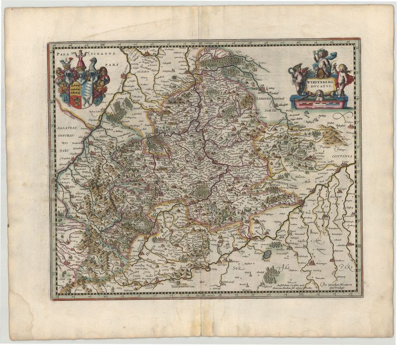 Württemberg im Jahr 1636 von Henricus Hondius nach Gerard Mercator