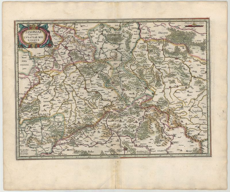 Obersachsen - Lausitz im Jahr 1636 von Johannes Janssonius nach Gerard Mercator