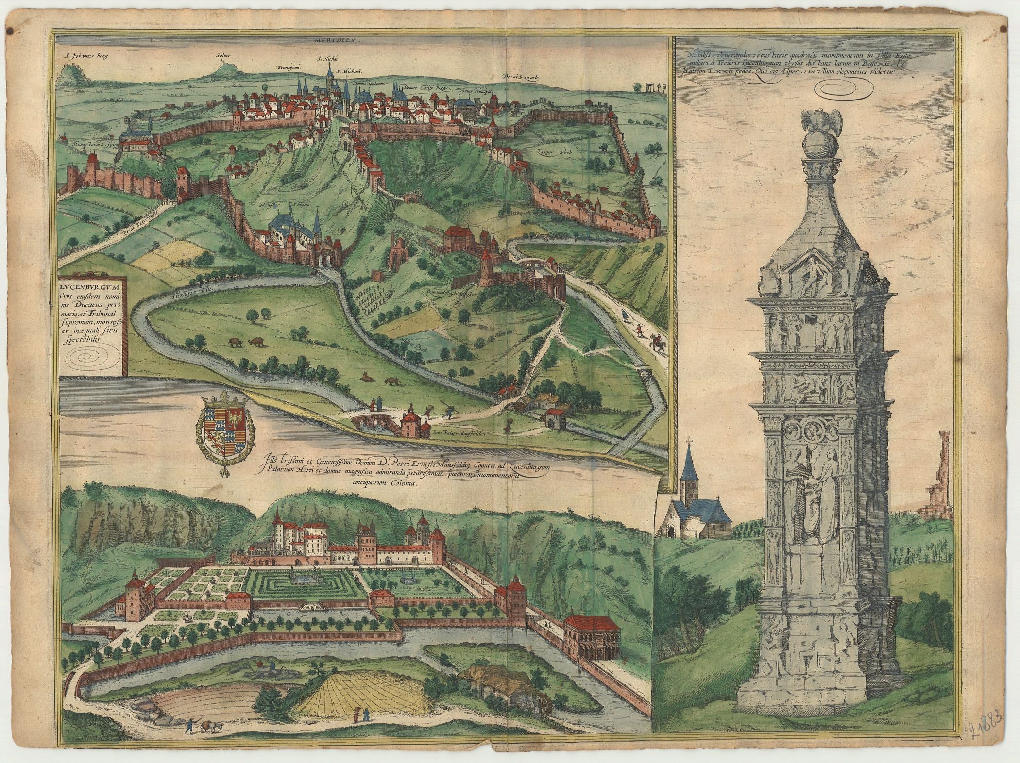 Luxemburg im Jahr 1598 von Georg Braun & Frans Hogenberg