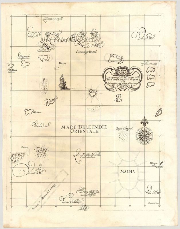 Seekarte der Seychellen um das Jahr 1646 von Robert Dudley