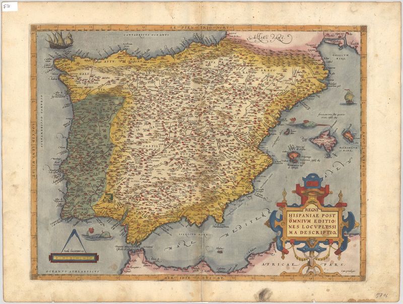Die iberische Halbinsel im Jahr 1573 von Abraham Ortelius
