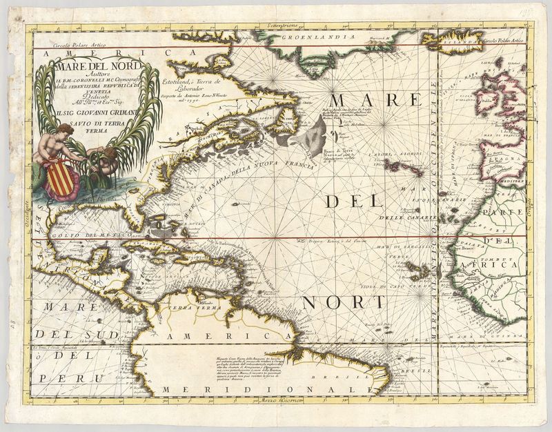 Nordatlantik im Jahr 1691 von Vincenzo Maria Coronelli