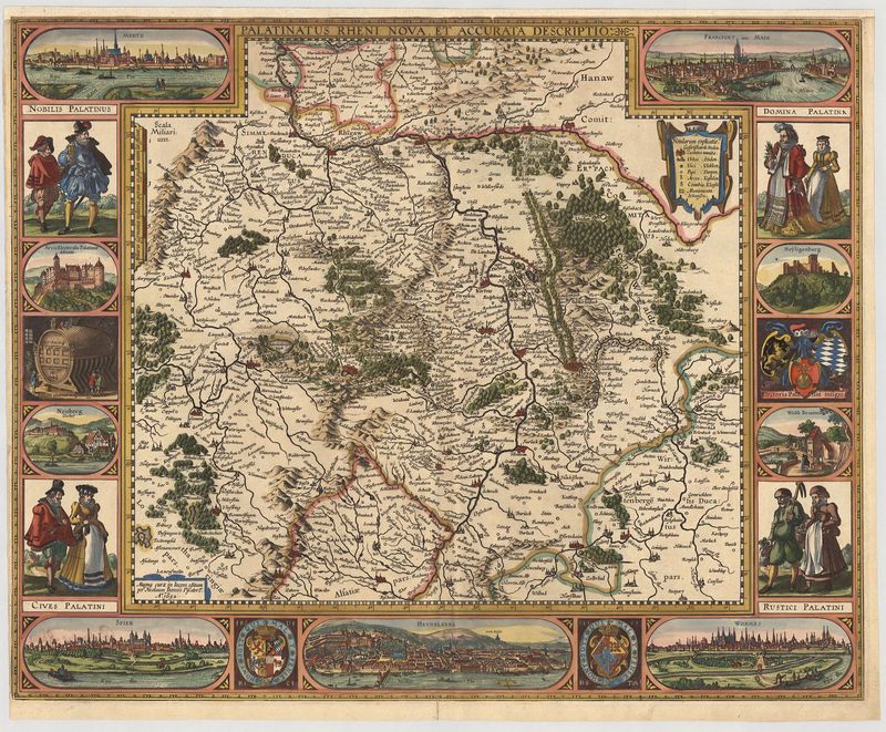 Das Rheintal und die Kurpfalz im Jahr 1652 von Nicolaes Visscher