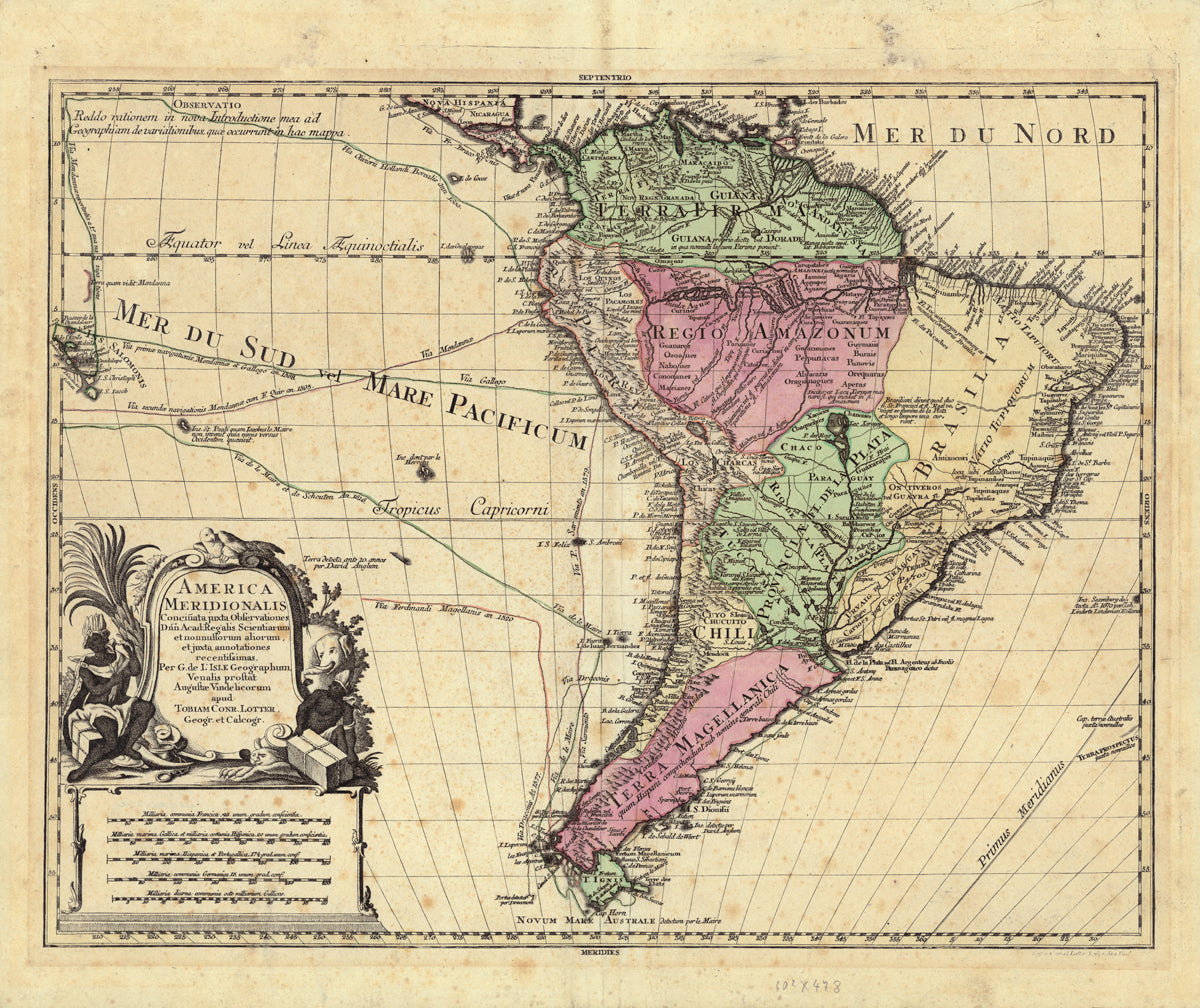 Südamerika im Jahr 1772 von Conrad Tobias Lotter