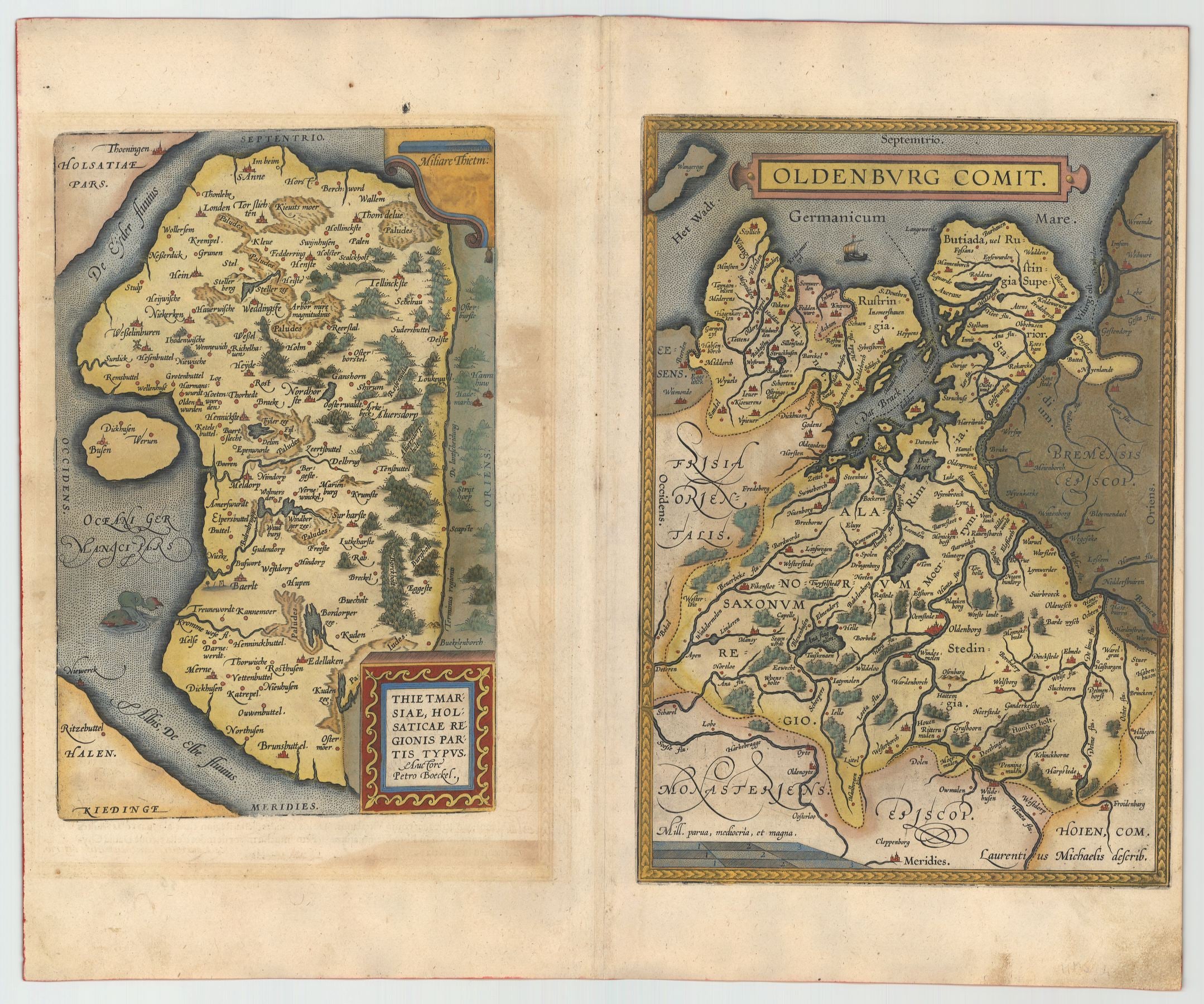 Dithmarschen / Oldenburg im Jahr 1595 von Abraham Ortelius