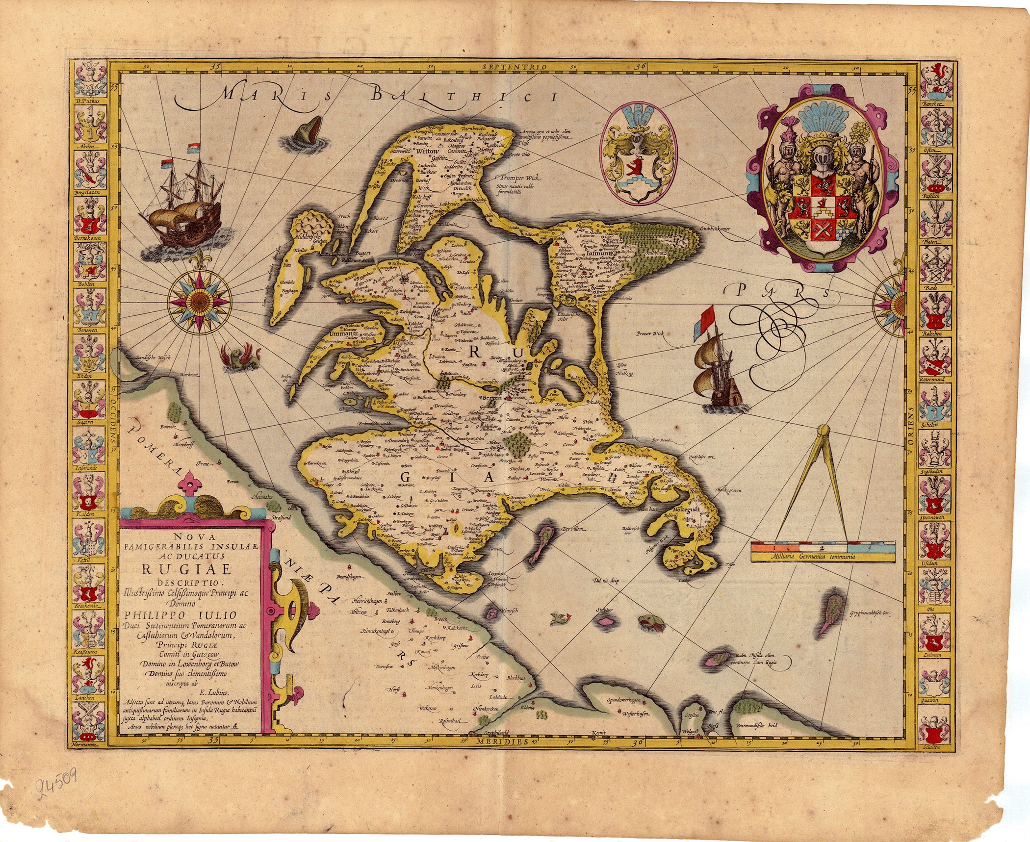 Mercator - Hondius: Nova Famigerabilis Insulae ac Ducatus Rugiae Descripto 1609