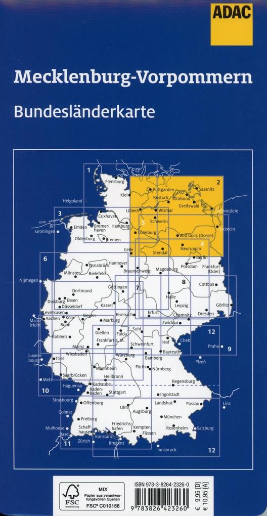 Mecklenburg-Vorpommern 1:300.000 - ADAC Bundesländerkarte