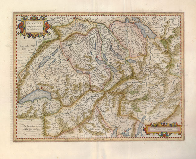 Schweiz in der Zeit um 1628 von Gerard Mercator & Jodocus  Hondius