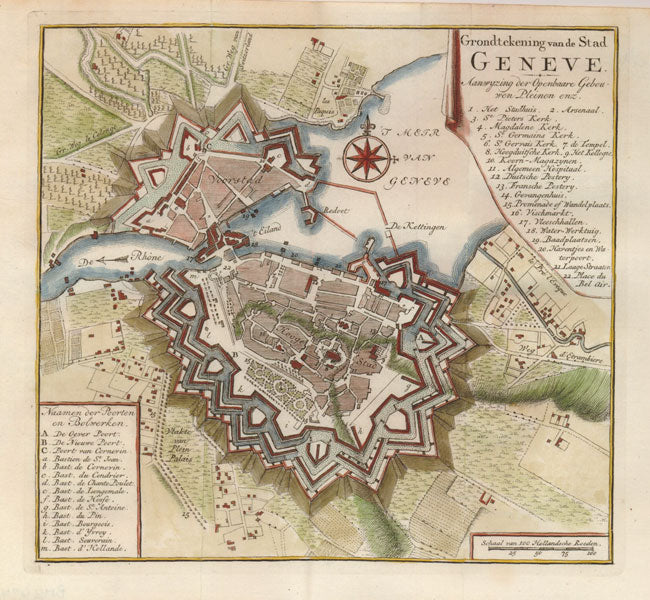 Tirion, Isaac: Grondtekenig van de Stad Geneve 1760