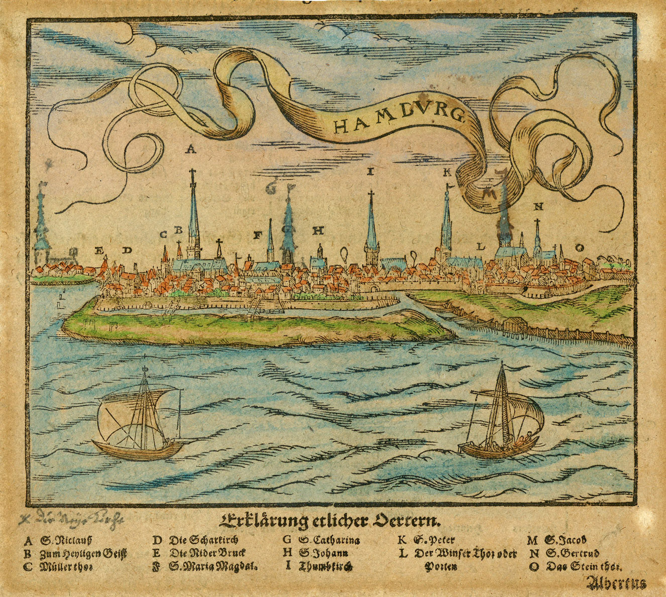 Hamburg um das Jahr 1550 von Sebastian Münster
