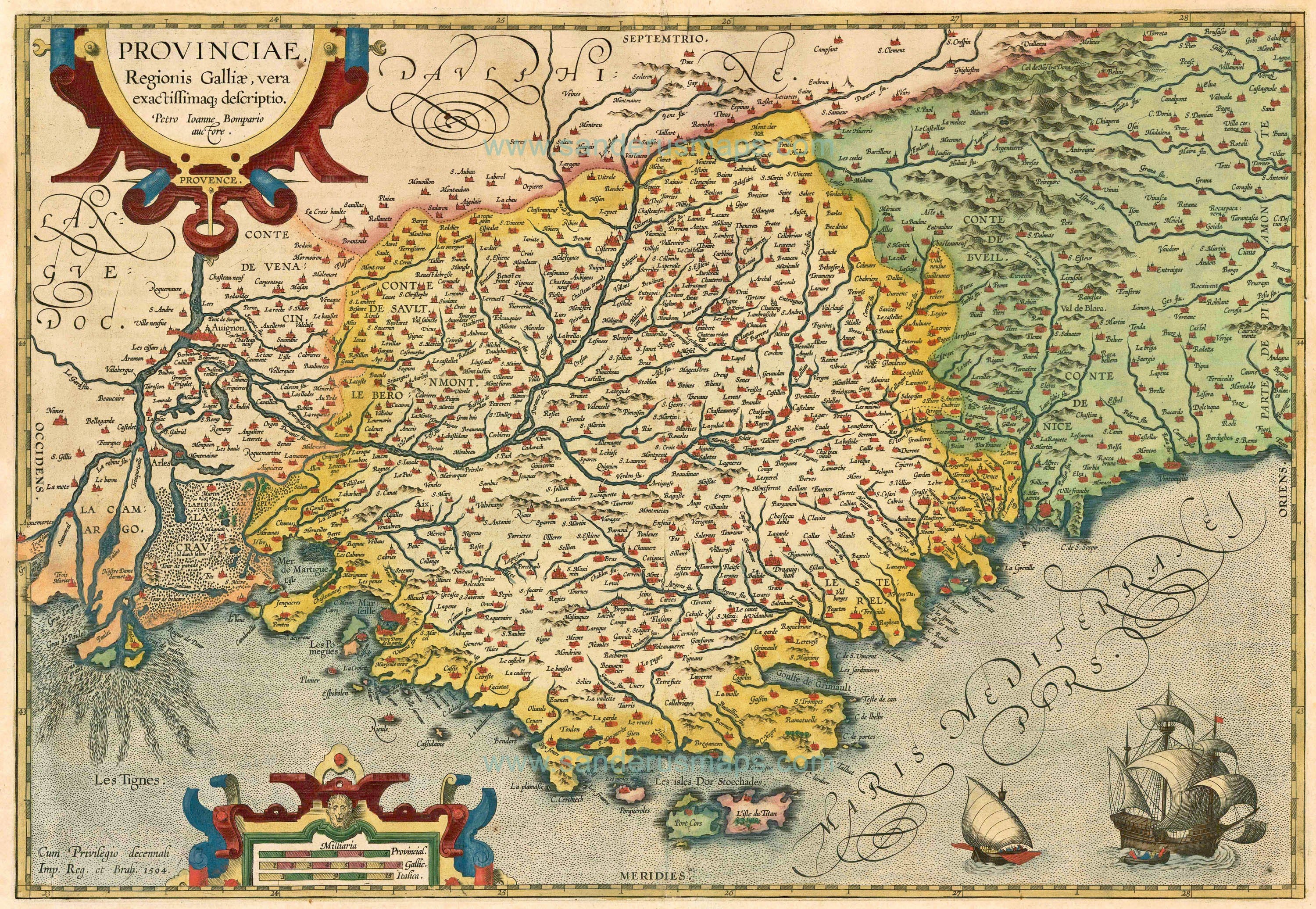 Ortelius, Abraham: Provinciae, regionis Galliae, vera exactissimaque descr 1601