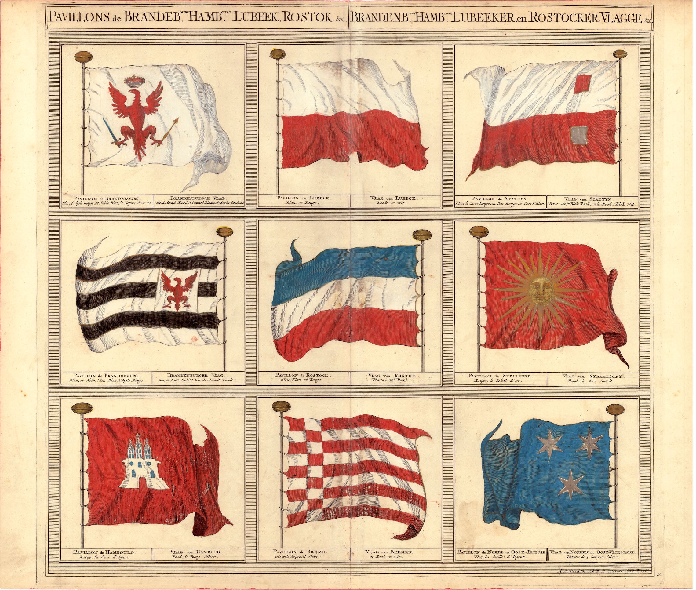Norddeusche Flaggen aus dem Jahr 1700 von Jean Covens & Pierre Mortier