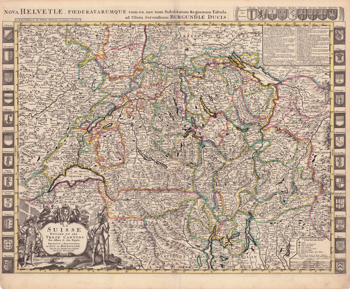 Jaillot, Hubert; Mortier: La Suisse Divisée en ses Trenze Cantons  1705