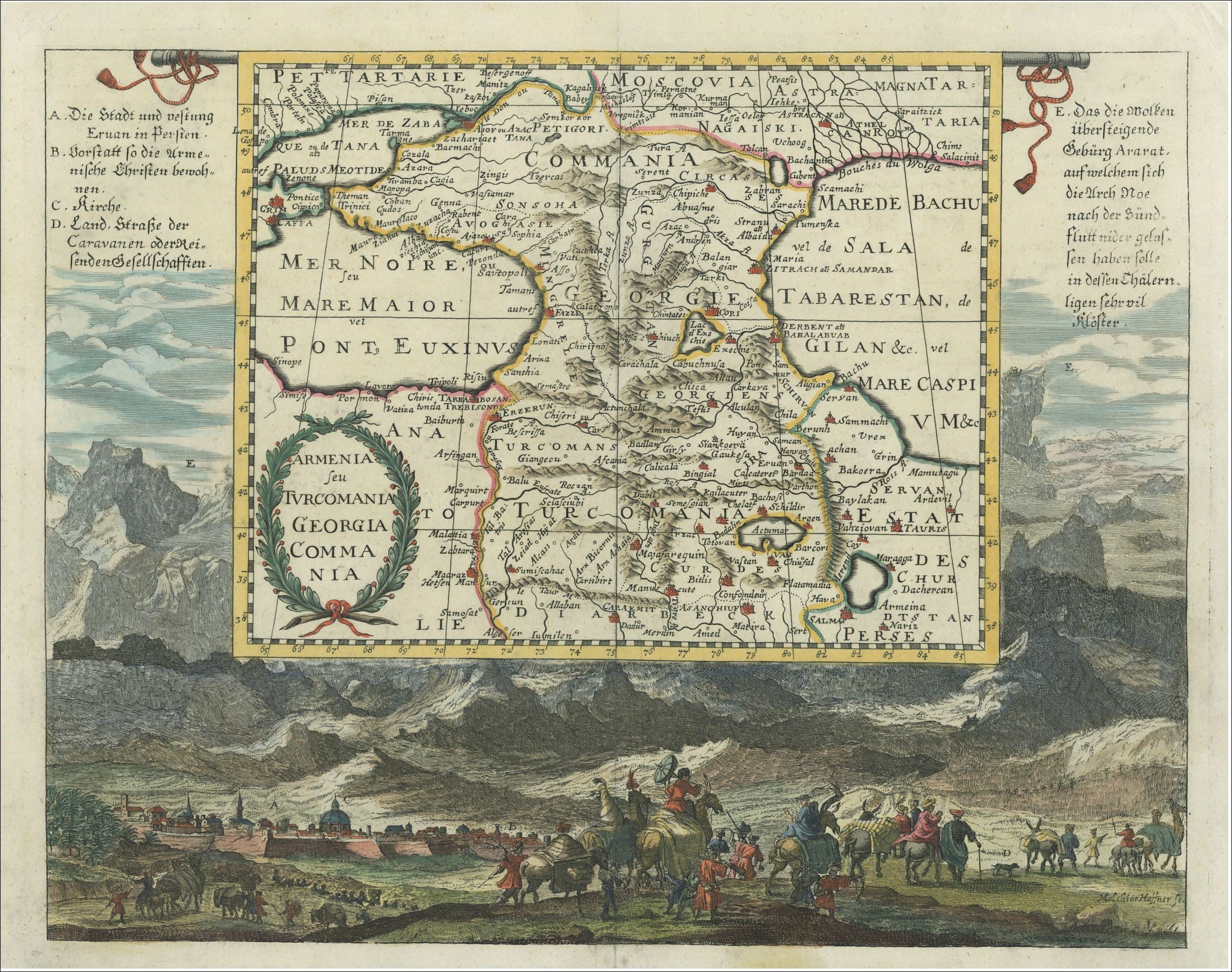 Georgien, Armenien und Aserbaidschan im Jahr 1685 von Melchior Haffner (aus J. C. Wagner)