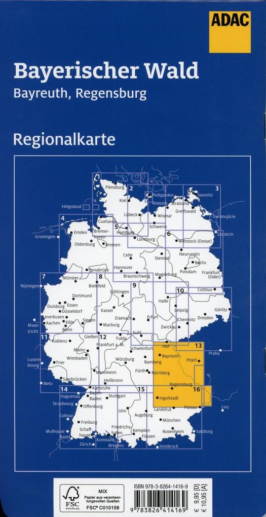 Bayerischer Wald, Bayreuth, Regensburg 1:150.000 - ADAC Regionalkarte