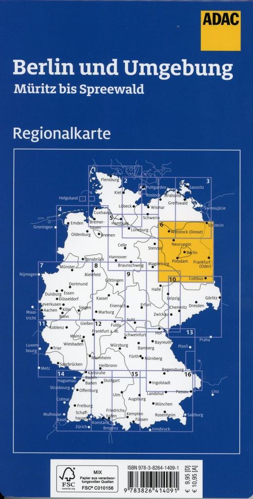 Berlin und Umgebung Müritz bis Spreeewald 1:150.000 - ADAC Regionalkarte