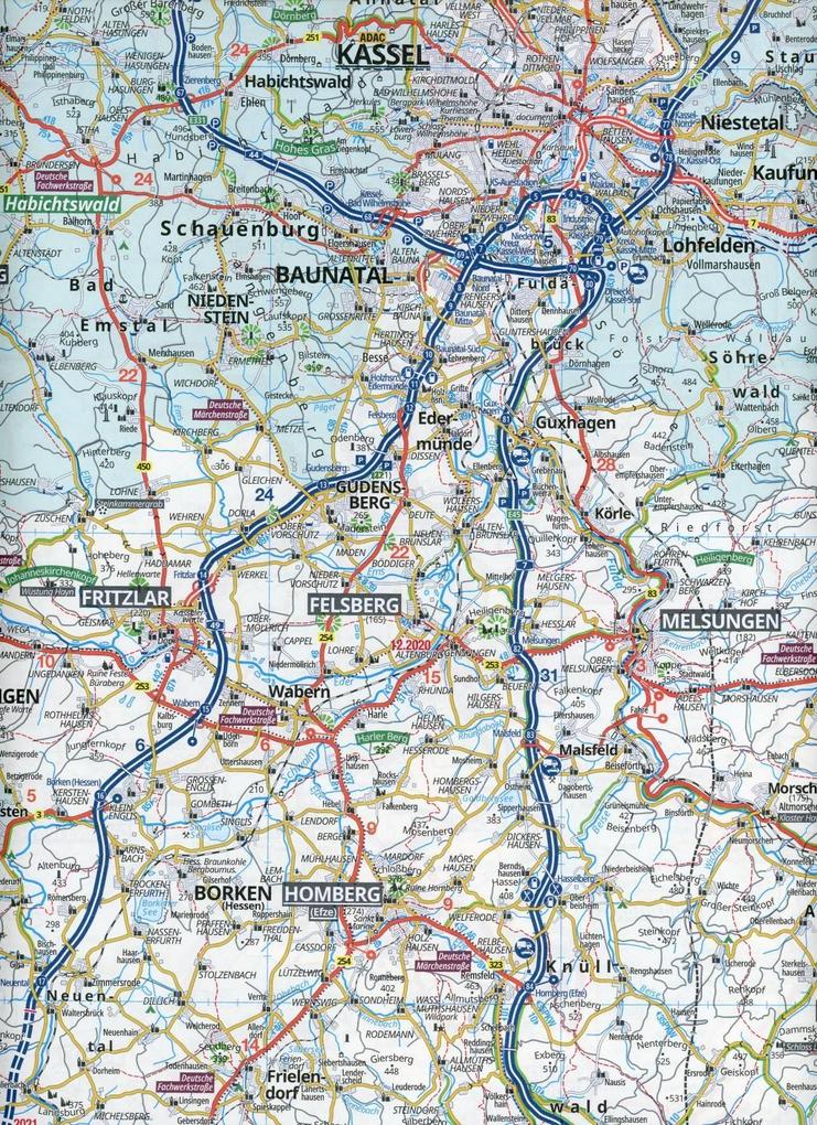 Harz, Braunschweig, Erfurt, Kassel 1:150.000 - ADAC Regionalkarte