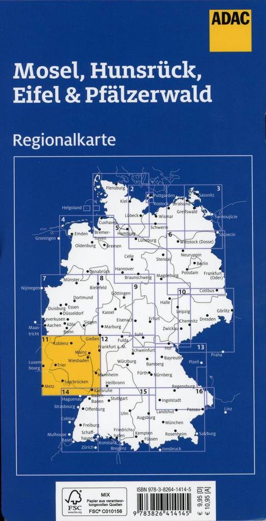 Mosel, Hunsrück, Eifel & Pfälzer Wald 1:150.000 - ADAC Regionalkarte