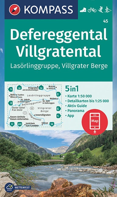 45 Defereggental-Villgratental - Kompass Wanderkarte