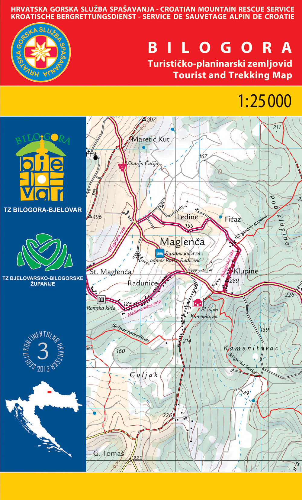 Bilogora Kroatien Wanderkarte - 1:25.000