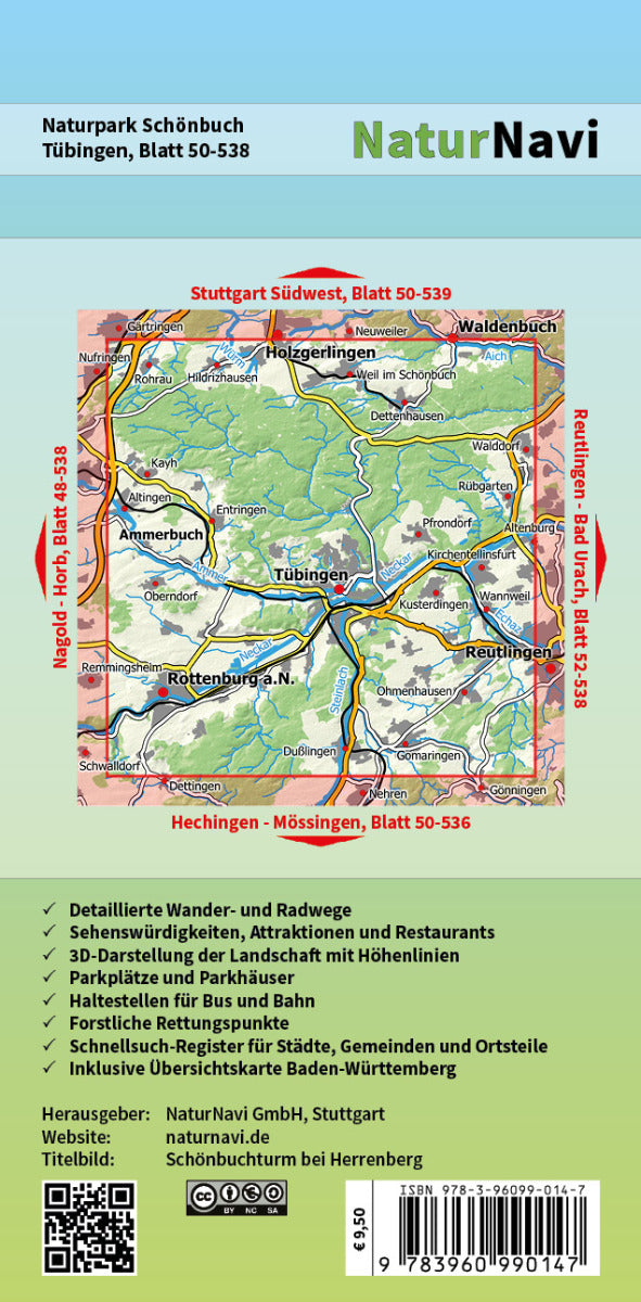 Naturpark Schönbuch - Tübingen - 1:25.000 NaturNavi Wanderkarte