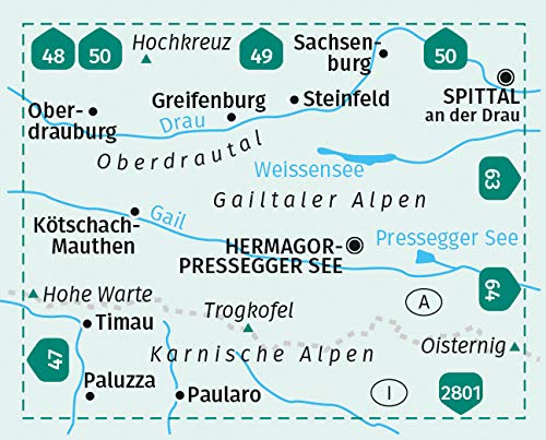60 Gailtaler alpen oberdrautal Wanderkarte Kompass Ausschnitt