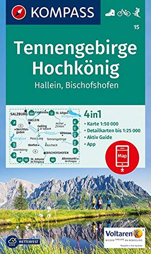 15 Tennengebirge, Hochkönig 1:50.000 - Kompass Wanderkarte