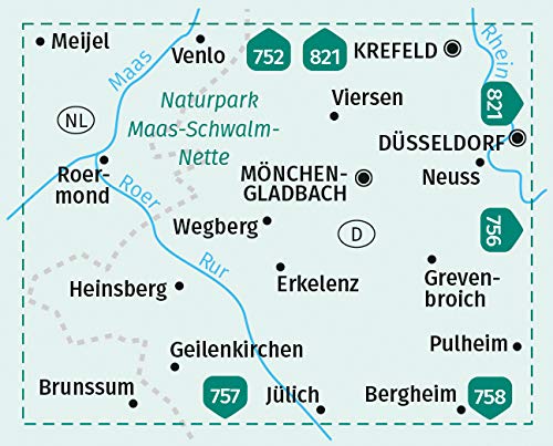 755 Niederrhein Süd, Naturpark Maas, Schwalm, Nette 1:50.000 - Kompass Wanderkarte