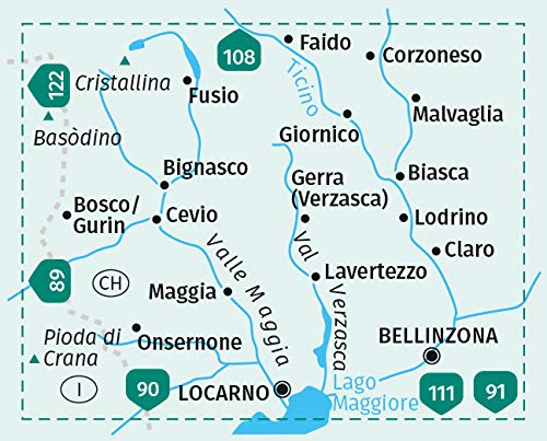 110 Valle Maggia, Val Verzasca 1:40.000 - Kompass Wanderkarte