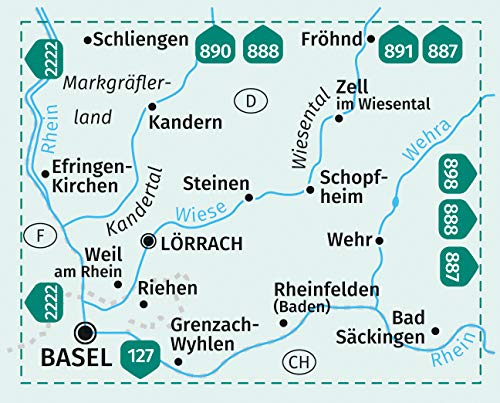 897 Wiesental, Kandertal, Südliches Markgräfler Land 1:25 000 - Kompass Wanderkarte
